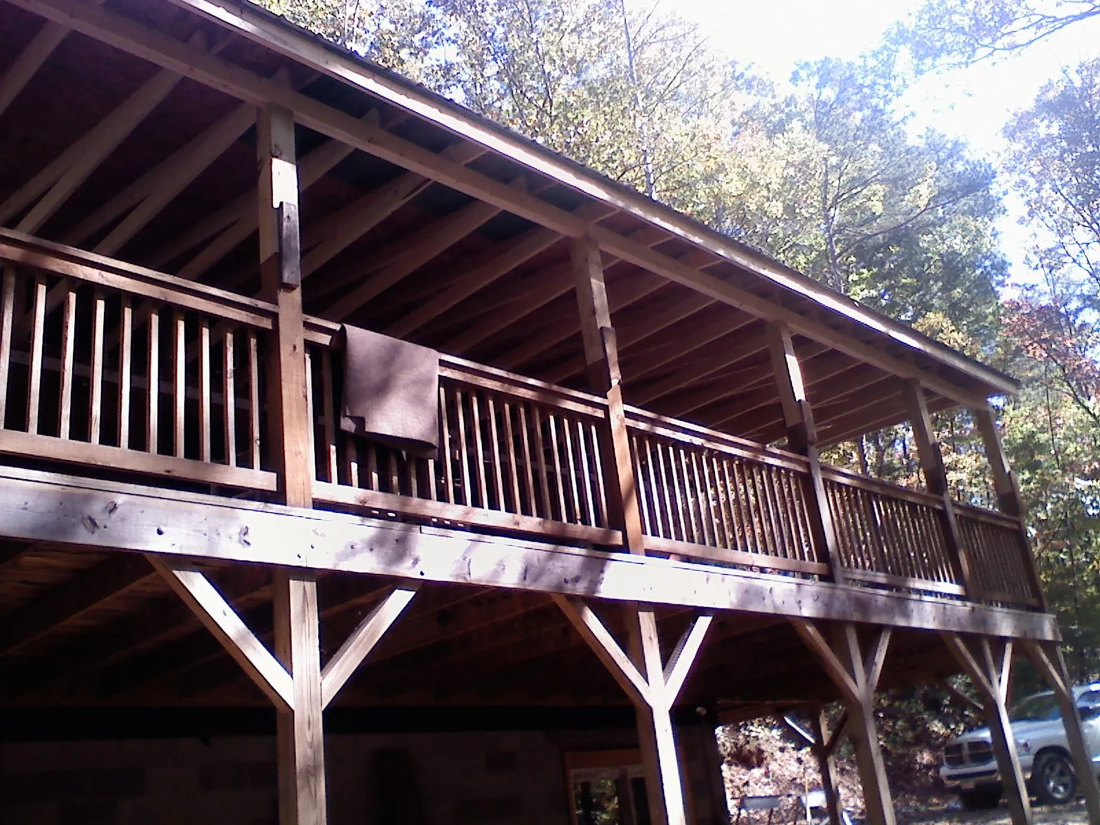 Timber framing under a new elevated porch and deck — Roof Leak Repair in Marion Center by Roofing Brothers